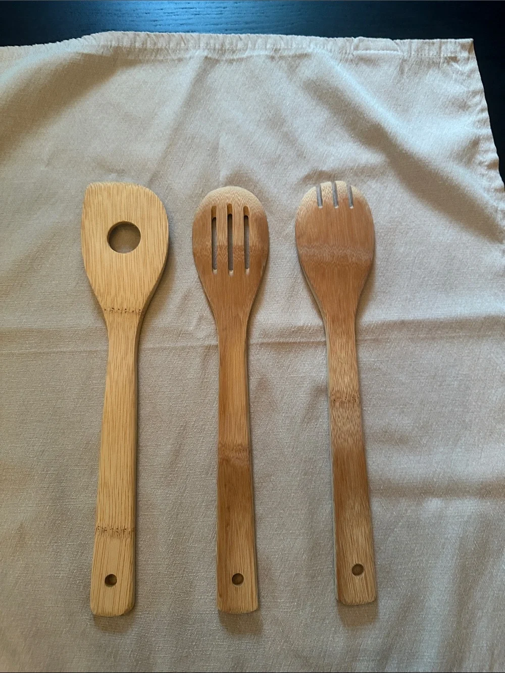 Bamboo Cooking Utensil Set - Natural Wooden Spoons (3-Piece)